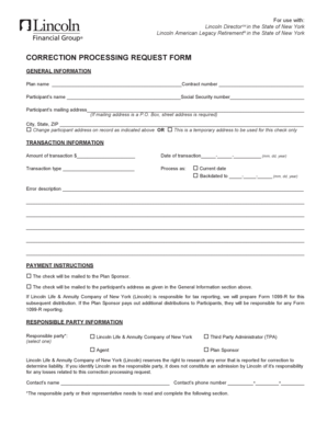 Correction Processing Request Form