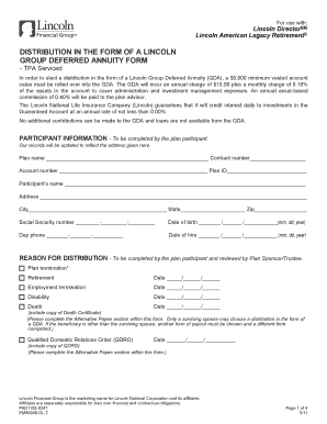 Lincoln Group Deferred Annuity Distribution Form