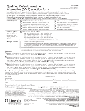 Qualified Default Investment Alternative (QDIA) selection form