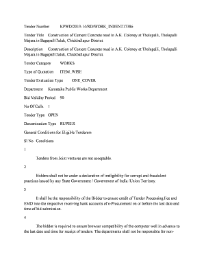 Daily progress report format for civil works excel download - ee kpwd online tender chikkaballapur district form