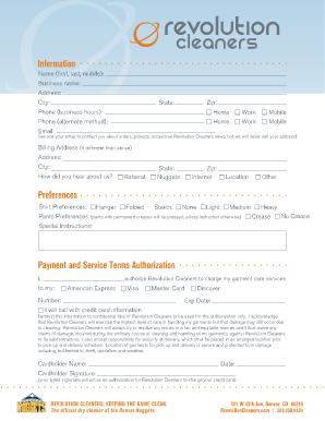 Revolution Cleaners Service Agreement