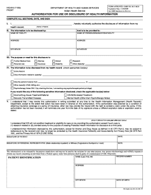 IHS-810 Authorization for Health Information Disclosure