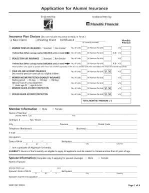 Alumni Insurance Application Form