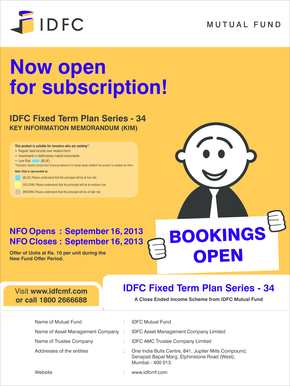 IDFC Fixed Term Plan Series 34 Application Form