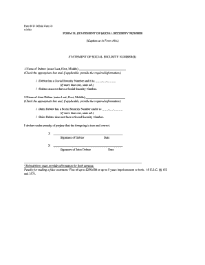Form B 21 Statement of Social Security Number