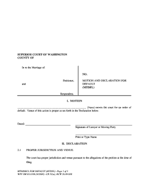 Washington Default Motion and Declaration