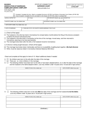 Connecticut Divorce Complaint Form