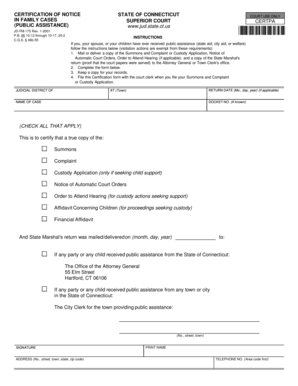 Connecticut Certification of Notice