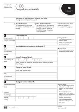 UK Change of Secretary's Details Form