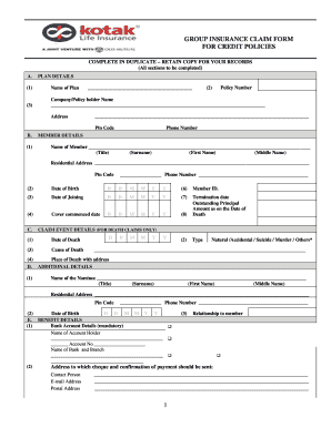 Group Insurance Claim Form