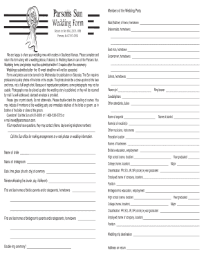 Wedding Party Information Form