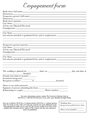 Wedding Engagement Form