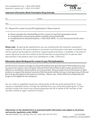 Request for a Lower Co-pay (Tiering Exception) Form