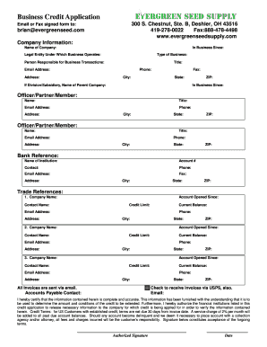 Business Credit Application Form