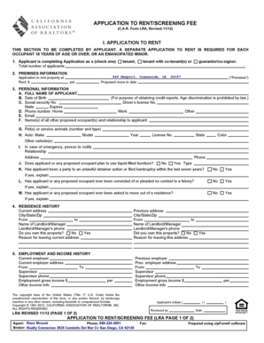 California Application to Rent