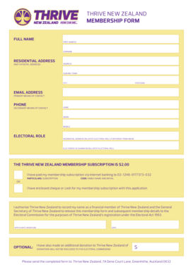Thrive New Zealand Membership Form