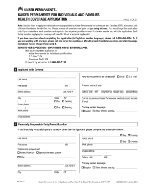 Kaiser Permanente Health Coverage Application