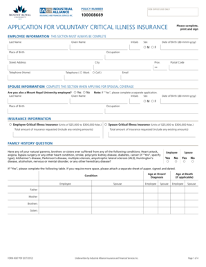 Voluntary Critical Illness Insurance Application