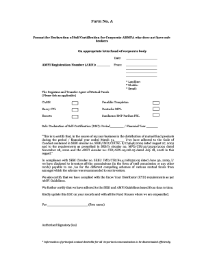 Declaration of Self Certification for Corporate ARMFA