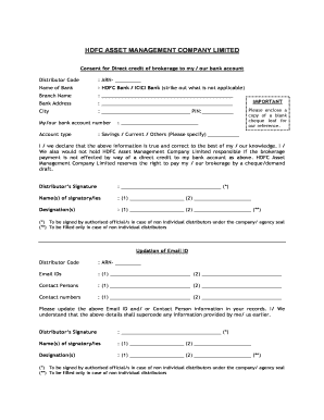 HDFC Brokerage Direct Credit Consent Form