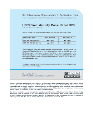 HDFC Fixed Maturity Plans Application Form