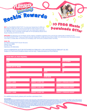 Playskool Rock*Tivity Toy Reward Submission Form