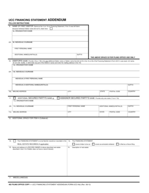 UCC Financing Statement Addendum