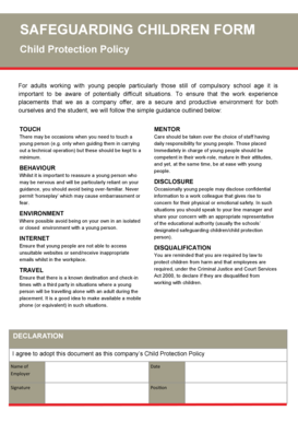 Child Protection Policy Form