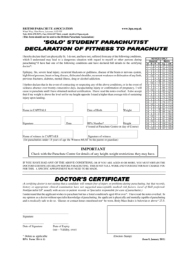 British Parachute Association Medical Declaration Form