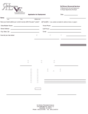 Victory Personnel Services Employment Application
