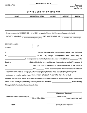Illinois Primary Petition Form
