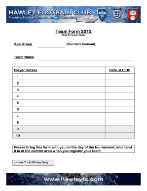 Team Form 2012