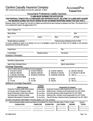 Accountants Professional Liability Insurance Proposal Form