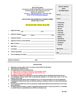 Atlanta Residential Parking Permit Application
