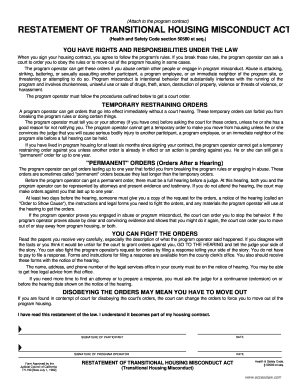 Transitional Housing Misconduct Act Notice