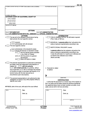 California Probate Letters DE-150