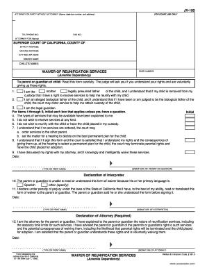 California Waiver of Reunification Services
