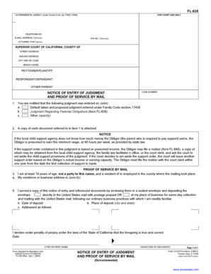 California Notice of Entry of Judgment FL-635