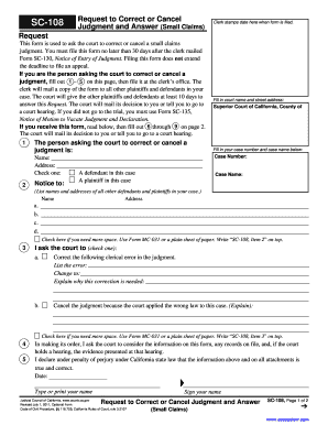 California Small Claims Judgment Correction Request