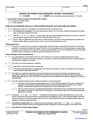 Findings and Orders After Permanency Hearing