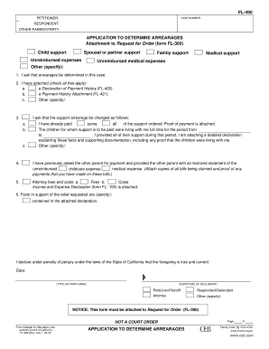 California Application to Determine Arrearages