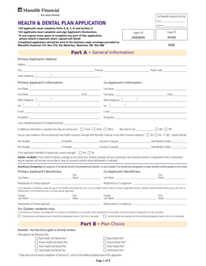 Manulife Health & Dental Plan Application