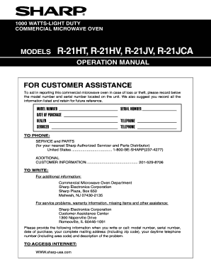 Operations manual template word - R-21HT R-21HV R-21JV R-21JCA Operation Manual