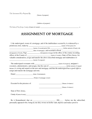 New Jersey Assignment of Mortgage