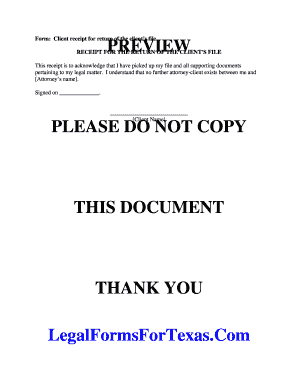 Client Receipt for File Return