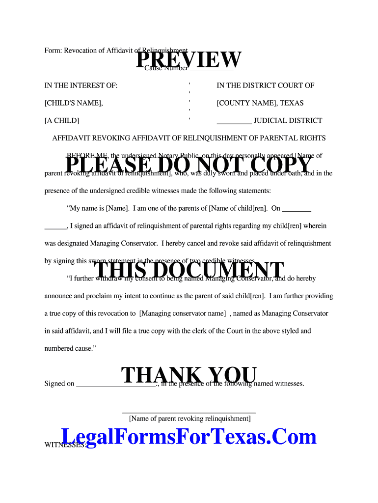 Get The Voluntary Relinquishment Of Parental Rights Texas Pdf Form 2020