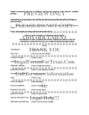 New Family Law Client General Information Form