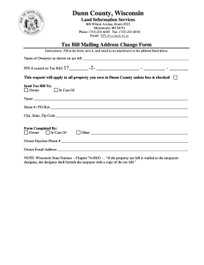 Wisconsin Tax Bill Mailing Address Change Form
