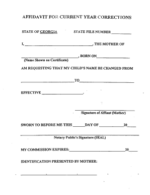 Affidavit for current year correction