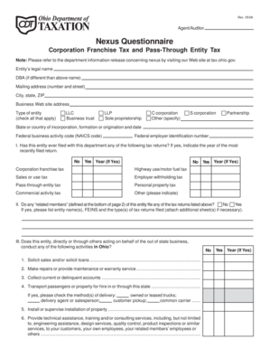 Ohio Nexus Questionnaire